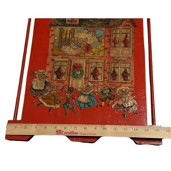 Merry Christmas Mice VTG Mounted on Wood Lacquered Holiday MCM Home Decor READ - Picture 8 of 8
